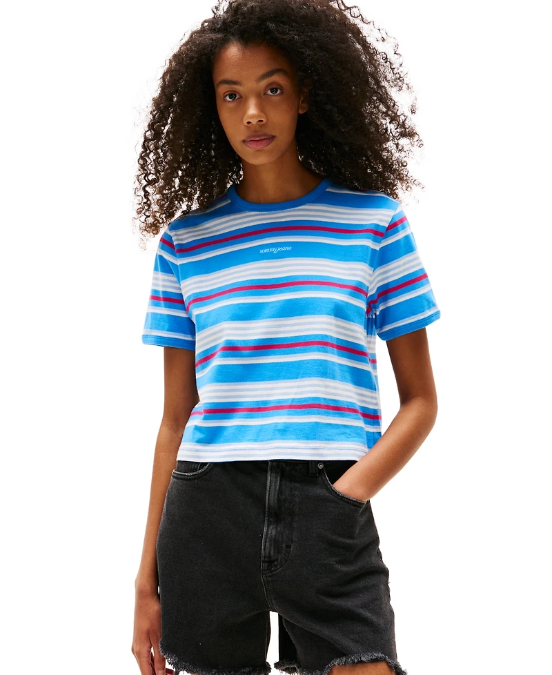 Tommy Jeans Women's Regular Fit Script Stripe Logo Tee