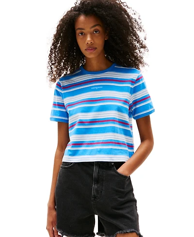 Tommy Jeans Women's Regular Fit Script Stripe Logo Tee