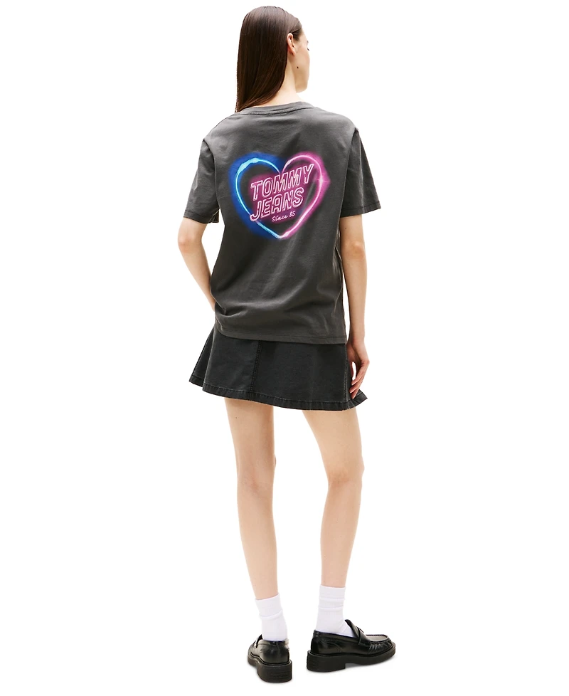 Tommy Jeans Women's Cotton Relaxed-Fit Neon Graphic T-Shirt