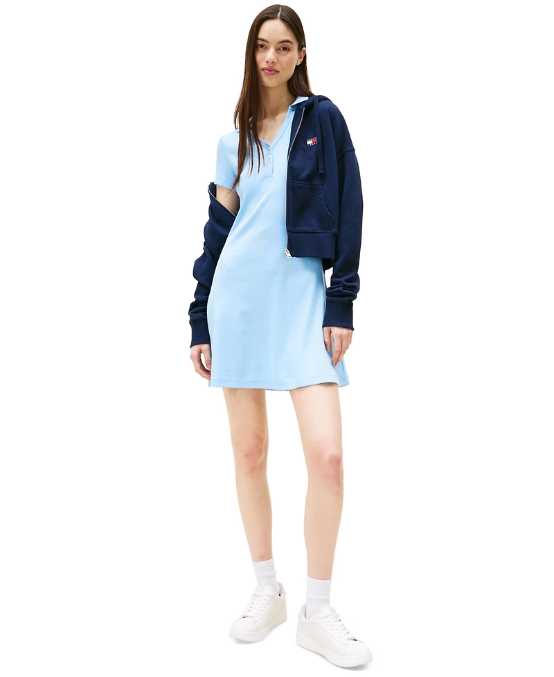 Tommy Jeans Women's Fit & Flare Ribbed Polo Dress