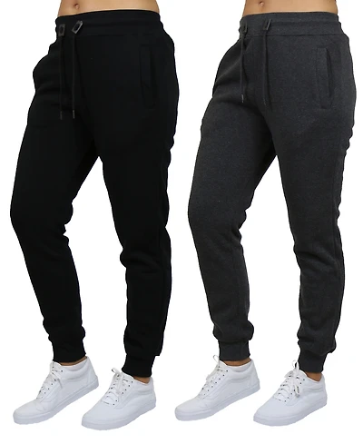 Galaxy By Harvic Women's Loose Fit Fleece Lined Jogger Sweatpants-2 Pack