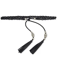 Lauren Ralph Braided Leather Tassel-Tie Belt