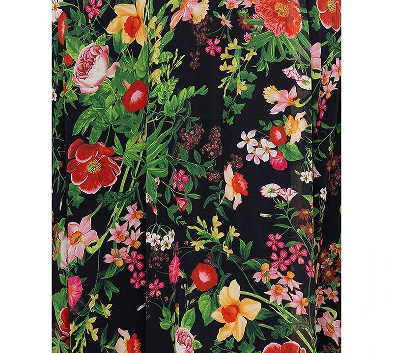 Betsy & Adam Plus Size Floral Print V-Neck Sleeveless Gown