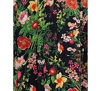 Betsy & Adam Plus Size Floral Print V-Neck Sleeveless Gown