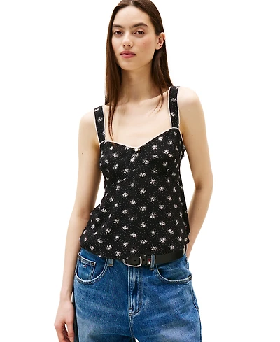 Tommy Jeans Women's Floral-Print Sweetheart Tank Top