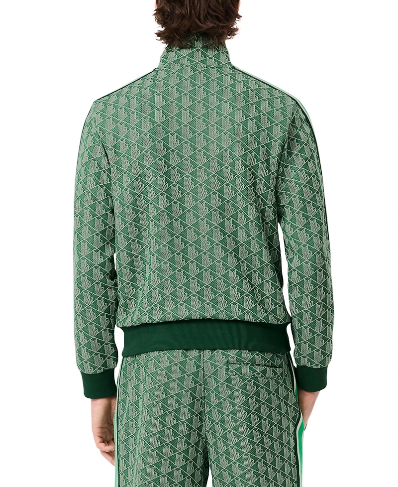 Lacoste Men's Zip-Front Pattern Blocked Sweatshirt