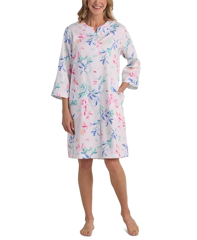 Miss Elaine Women's Cotton 3/4-Sleeve Gripper Robe