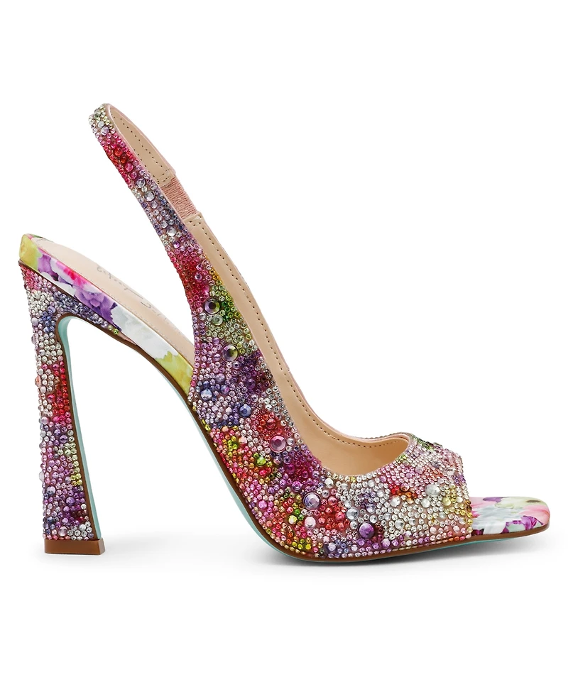 Betsey Johnson Women's Mina Rhinestone Peep Toe Evening Sandals