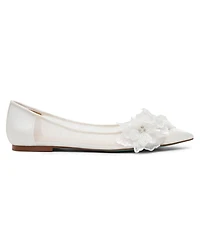 Betsey Johnson Women's Gray Floral Mesh Flats