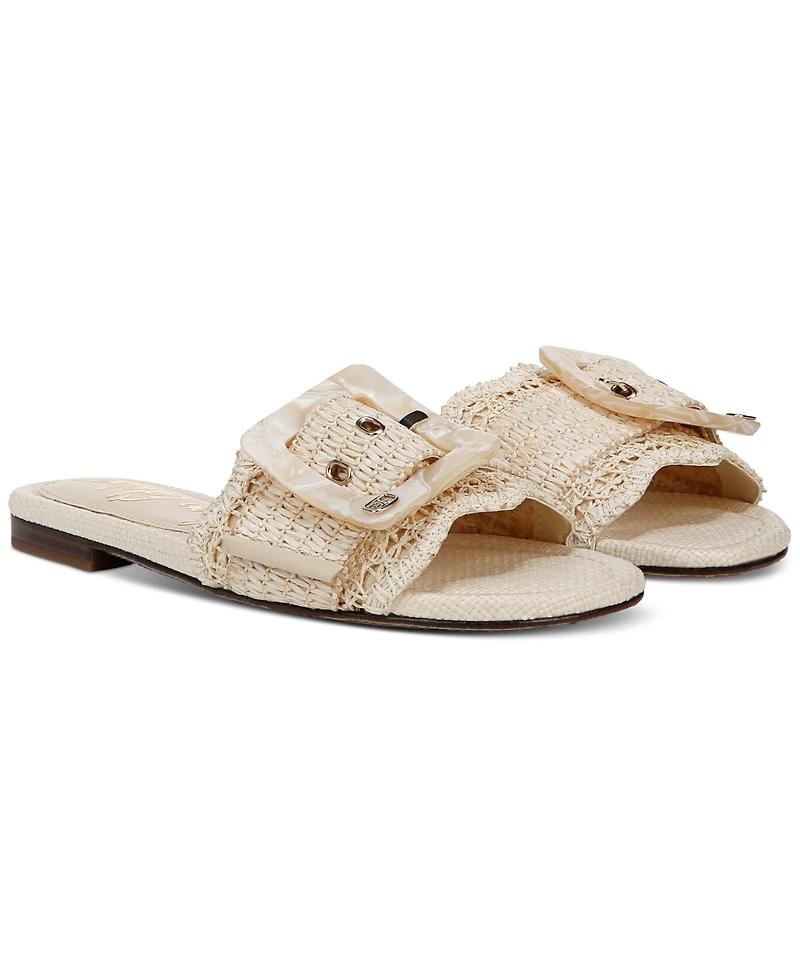 Sam Edelman Women's Bambi Raffia Buckle Slide Sandals