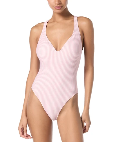 Michael Kors Women's Plunging V-Neck Cross-Back One-Piece Swimsuit