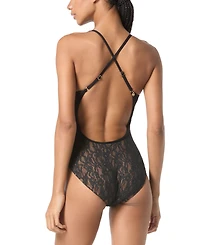 Michael Michael Kors Women's Floral Lace Cross Back One-Piece Swimsuit