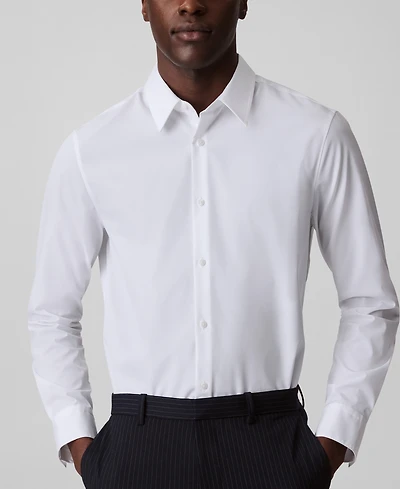 Calvin Klein Men's Slim Fit Supima Stretch Long Sleeve Button-Front Shirt