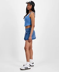Indigo Rein Juniors' Cheerleader Pleated Front Denim Skort