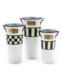 Mackenzie-Childs Spectator Galvanized Flower Buckets, Set of 3