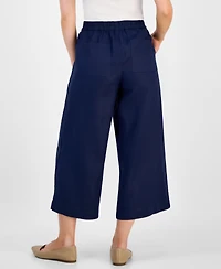 Charter Club Petite High Rise Cropped Wide-Leg Linen Pants, Exclusively at Macy's