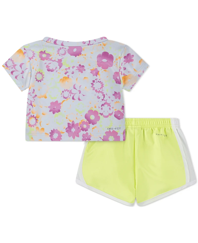 Nike Baby Girls Dri-fit T-Shirt & Colorblocked Tempo Shorts, 2 Piece Set