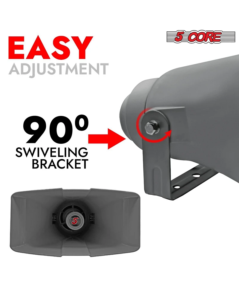 5 Core Pa Horn Speaker Outdoor 8x16" Siren Loudpeaker • 40W Rms Loud Megaphone Driver Horn - Suh-400 1Pc