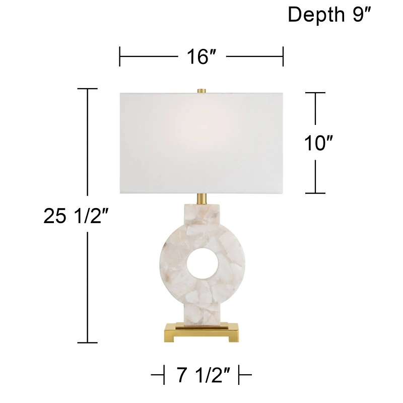Possini Euro Design Mavi 25 1/2" High Round Modern Table Lamp White Finish Alabaster Marble Stone Living Room (Colors May Vary)