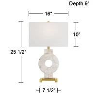 Possini Euro Design Mavi 25 1/2" High Round Modern Table Lamp White Finish Alabaster Marble Stone Living Room (Colors May Vary)
