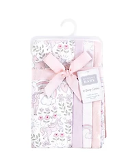 Hudson Baby Girls Gentle Cotton-Blend Flannel Burp Cloths Value Set