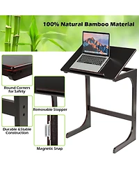 Adjustable C-Shape Couch End Table wth Tilting Top