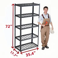 5 Tier Heavy Duty Metal Storage Shelves,Easy to Assemble,Adjustable,Storage Shelves for Basements, Garages and Kitchen, 72 "H35.4 "W17.7 &#x