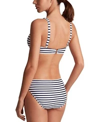 Lauren Ralph Lauren Womens Striped V Neck Bikini Top Ring Hipster Bikini Bottoms