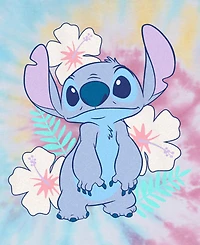 Lilo Stitch Men's Stitch Flower Set Short Sleeve Tie Dye T-Shirt