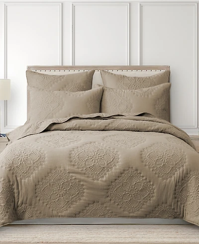 Levtex Muslin Stitch Stitching 3-Pc. Quilt Set, King/California King
