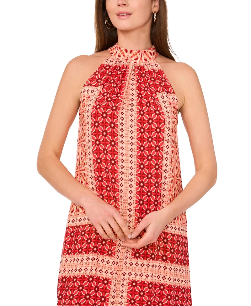 Vince Camuto Women's Tile-Print Sleeveless Halter Maxi Dress