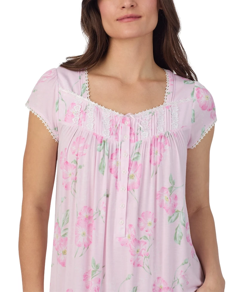 Eileen West Women's Cap-Sleeve Floral Waltz Nightgown