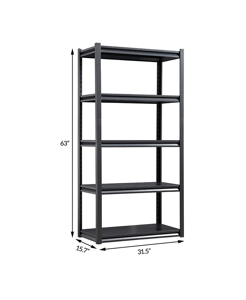 63"H 5 Tier Metal Shelves for Storage Garage Shelving 2000LBS Heavy Duty Storage Shelves Adjustable Garage Shelf Industrial Shelving Unit Storage Util