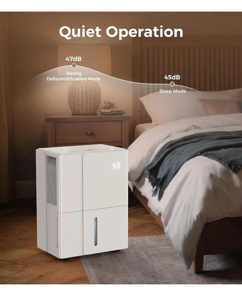 Cowsar 2500sq.ft Multifunctional Dehumidifier, 22-Pint, Drain Hose, Smart Humidity Ctrl