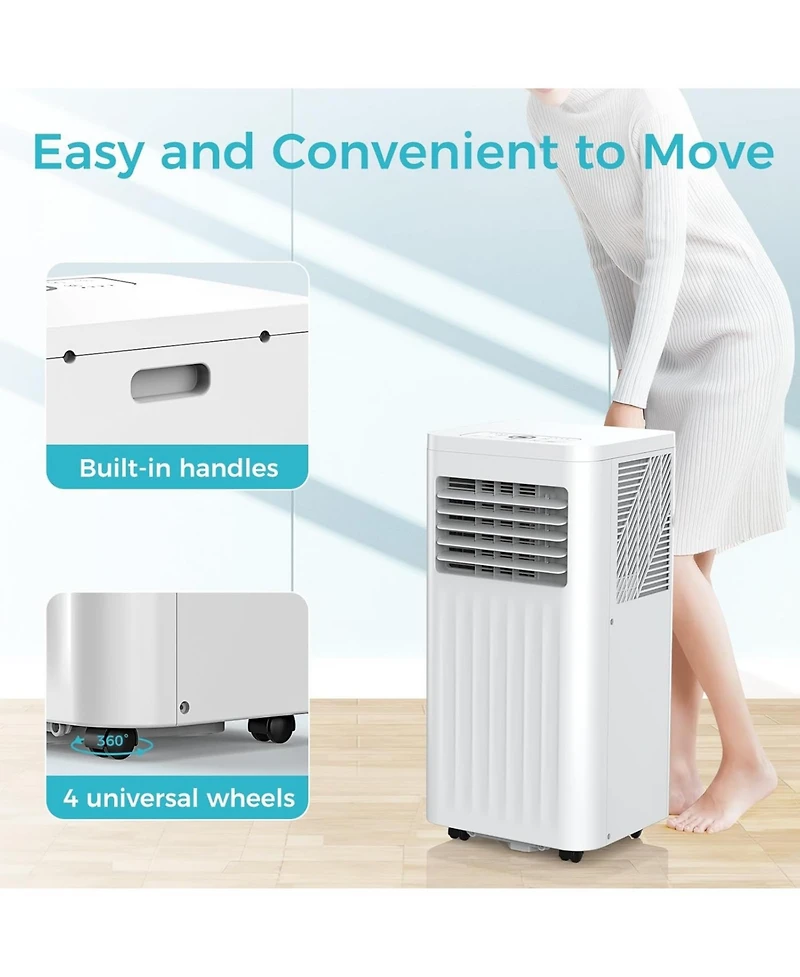 Cowsar 8,000 Btu Portable Ac, 4 Modes, 350sq.ft, Remote & Led, Wheels,Sleep Mode,Home/Dorm
