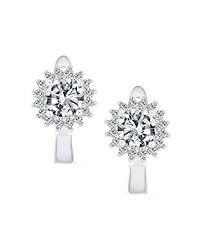 Bling Jewelry Classic Small Cz Cubic Zirconia Circle Halo Round Solitaire Stud Huggie Earrings .925 Sterling Silver