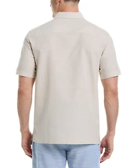 Cubavera Men's Classic-Fit Engineered Stripe Panel Linen Blend Button-Down Shirt