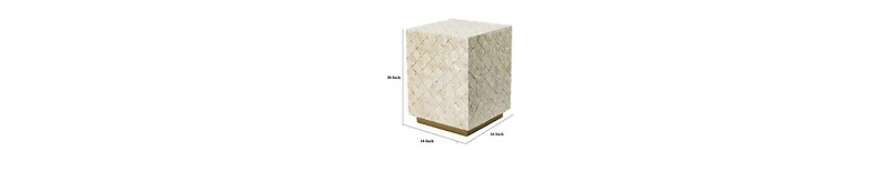 Versatile Capiz End Table Stool, Square Design with Sturdy Base