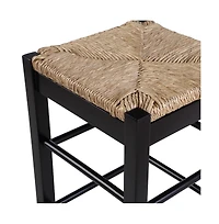 Counter Stool with Frame and Handwoven Rush Seat for Rustic and Comfortable Seating