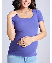 Motherhood Maternity Maternity Square Neck Rib Knit Short Sleeve Top - Motherhood