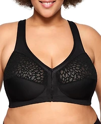 Glamorise Plus Magic Lift Front-Closure Racerback Wire Free Bra #1206
