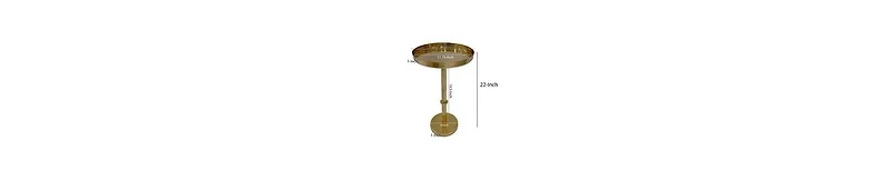 Modern Iron Side Table with Round Tray Top and Column Support