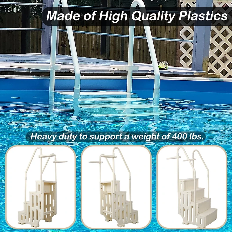 Pool Ladder Heavy-Duty 4 Safety Step for Above Ground Pools Stair Entry System with Handrails 400lbs