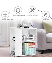2-Tier Side End Table with Storage Shelves