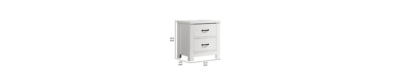 Nightstand with 2 Drawers and Black Handles for Bedroom Storage