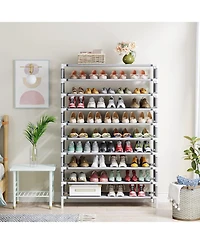 Tribesigns 10 Tiers Enterway Shoe Rack, Large Capacity Home Shoe Rack, Tall Metal Shoe Storage Organizer for 50 Pairs, Space Saving Shoe Organization