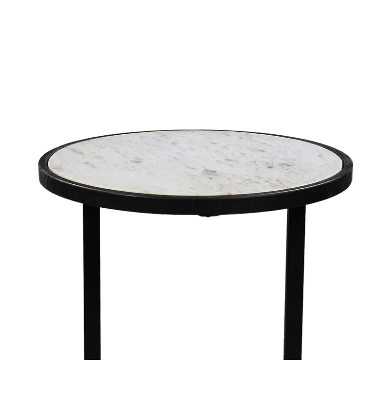 Round Top Side Table with Tubular Frame for Modern and Minimalist Home Decor