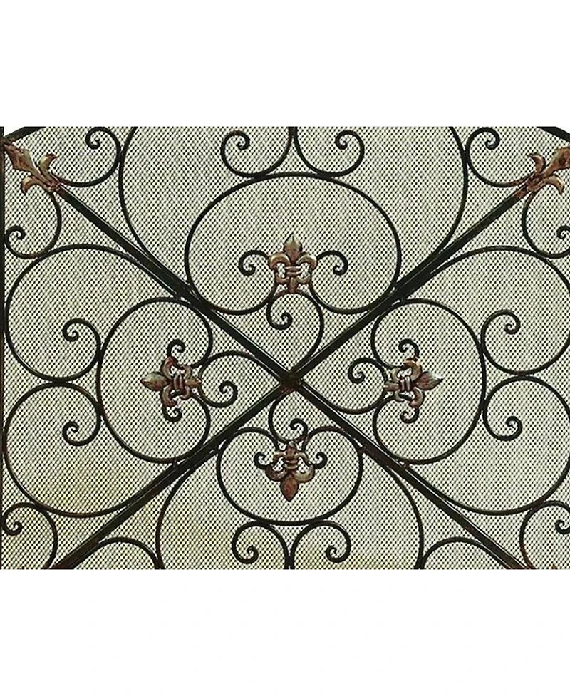 Traditional 3-Panel Fire Screen with Filigree Design for Elegant Fireplace Protection