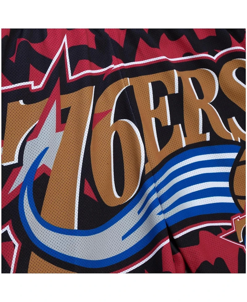 Mitchell & Ness Men's Black Philadelphia 76Ers Jumbotron 2.0 Sublimated Shorts