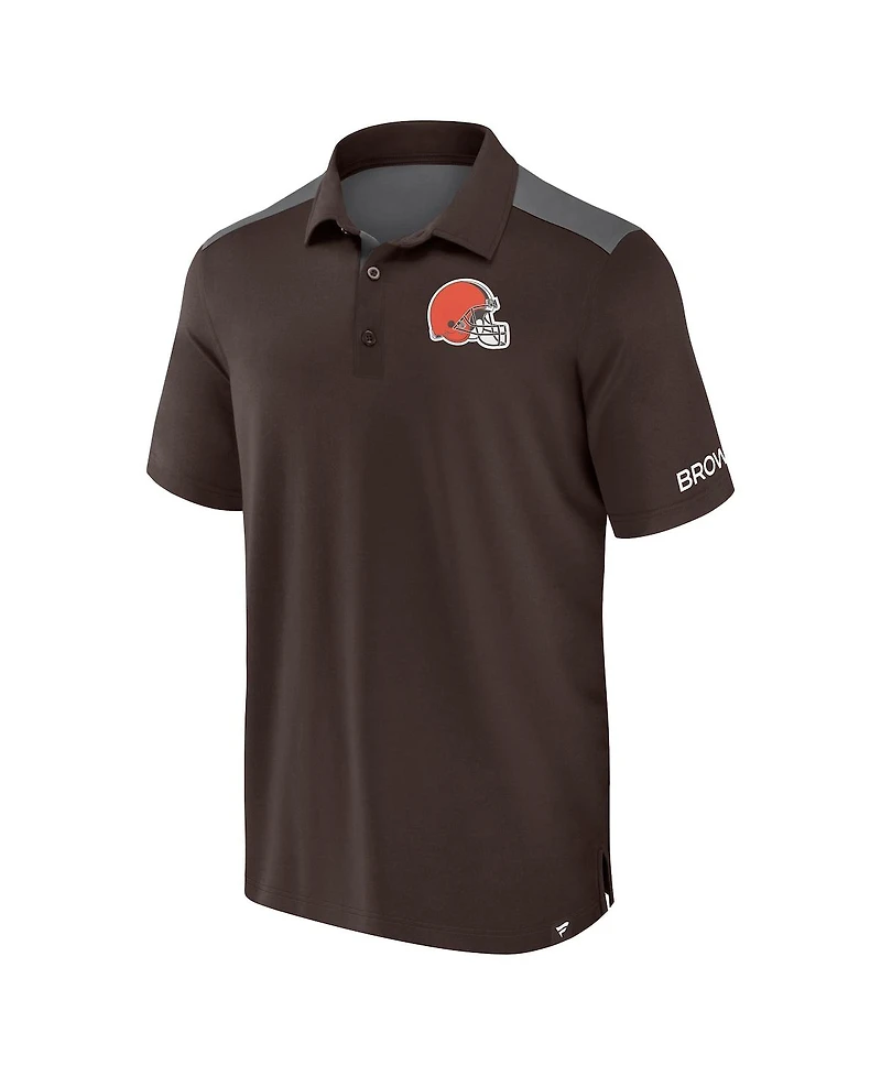 Fanatics Men's Brown/Gray Cleveland Browns Color Block Polo Shirt
